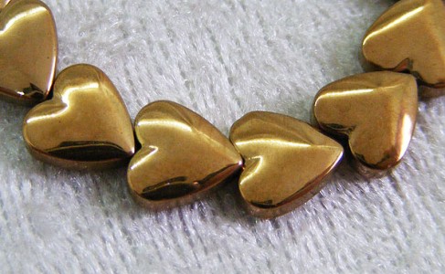 Hematithjärtan, elektropläterade guld, 6 mm