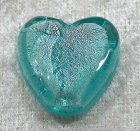 Silverfoil platt hjärta, Ljus turkos, 20 mm