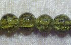 Krackelerad glaspärla, 6 mm, Mossgrön