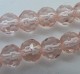Facetterad rund glaspärla, Ljust laxrosa, 6 mm