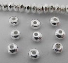 Facetterad rondell, elektropläterad silver, 4 mm