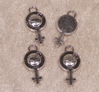 Berlock, symbol kvinna, antiksilver