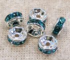 Strassmellandel, rondell, teal, 6 mm