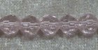 Facetterad rund kristallpärla, Ljusrosa, 6 mm