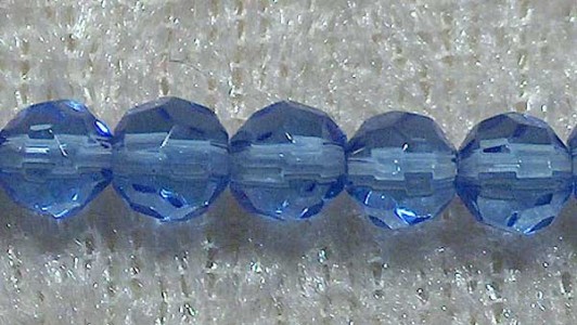 Facetterad rund kristallpärla, Blå, 4 mm