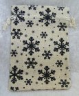 Smyckespåse av bomullsmix, snöstjärnor, 10x14 cm