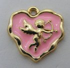 Berlock, Amor, guld/rosa emalj