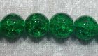 Krackelerad glaspärla, 10 mm, Mörkgrön