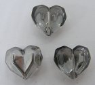 Glashjärta, facetterad, elektropläterad grå