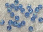 Facetterad rund kristallpärla, Ljusblå AB, 4 mm
