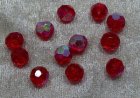 Facetterad rund kristallpärla, Röd AB, 8 mm