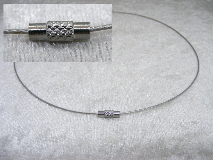 Komplett wirehalsband med skruvlås, grå - Klicka på bilden för att stänga