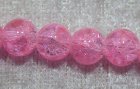 Krackelerad glaspärla, 6 mm, Rosa