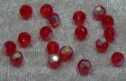 Facetterad rund kristallpärla, Röd AB, 6 mm