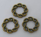 Länk/mellandel, antikbrons, rund, tvinnad