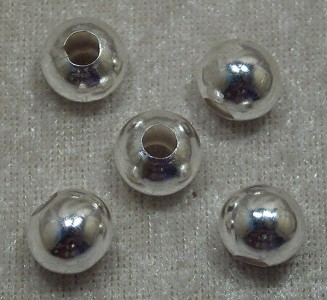 Rund silverfärgad metallpärla, 12 mm, stort hål