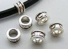 Mellandel, mönstrad cylinder, antiksilver, 4,7 mm hål