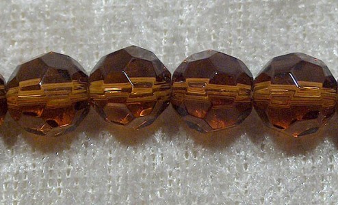 Facetterad rund kristallpärla, Mörkbrun, 8 mm