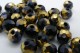 Facetterad abacus, svart/guld, 6x5 mm