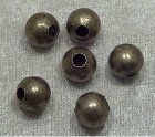 Rund bronsfärgad metallpärla, 8 mm, stort hål