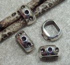 Connector/slider/mellandel, för runda remmar, antiksilver