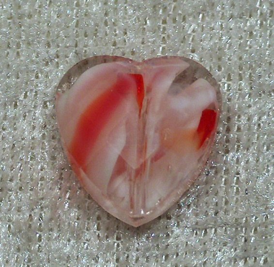 Hjärta Millefiori/Kristall, Vit/Röd - Klicka på bilden för att stänga