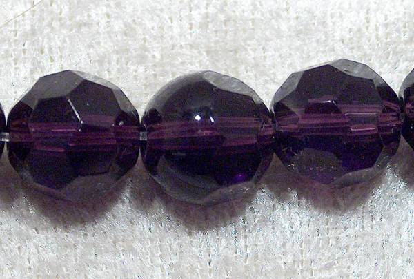 Facetterad rund kristallpärla, Mörklila, 12 mm - Klicka på bilden för att stänga