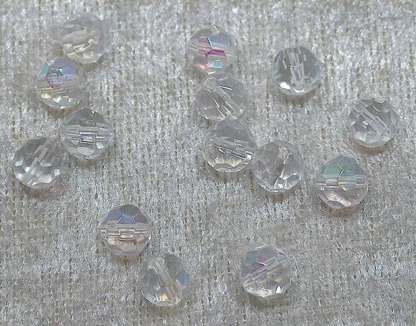 Facetterad rund kristallpärla, Transparent AB, 6 mm - Klicka på bilden för att stänga