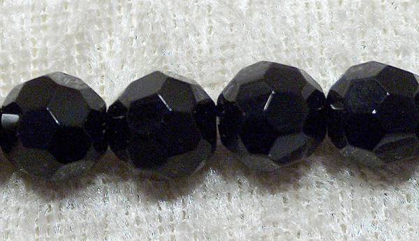 Facetterad rund kristallpärla, Svart, 8 mm - Klicka på bilden för att stänga