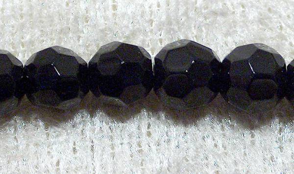 Facetterad rund kristallpärla, Svart, 6 mm - Klicka på bilden för att stänga