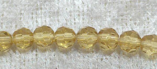 Facetterad rund kristallpärla, Honung, 4 mm - Klicka på bilden för att stänga