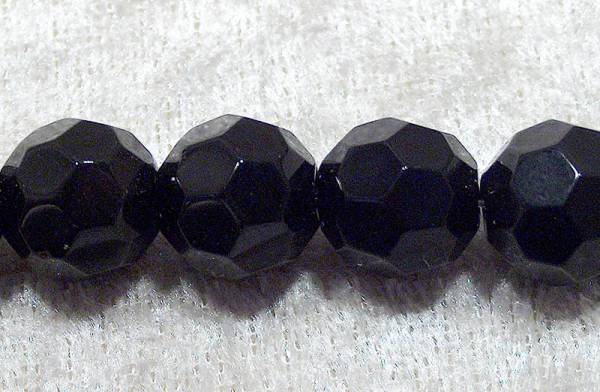 Facetterad rund kristallpärla, Svart, 12 mm - Klicka på bilden för att stänga