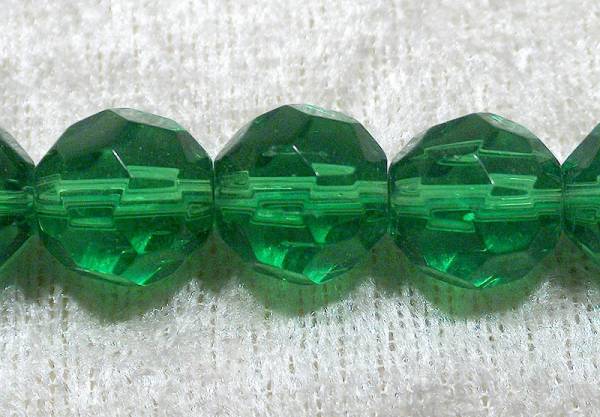 Facetterad rund kristallpärla, Mörkgrön, 12 mm - Klicka på bilden för att stänga