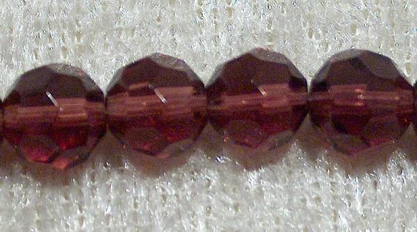 Facetterad rund kristallpärla, Ametist, 6 mm - Klicka på bilden för att stänga