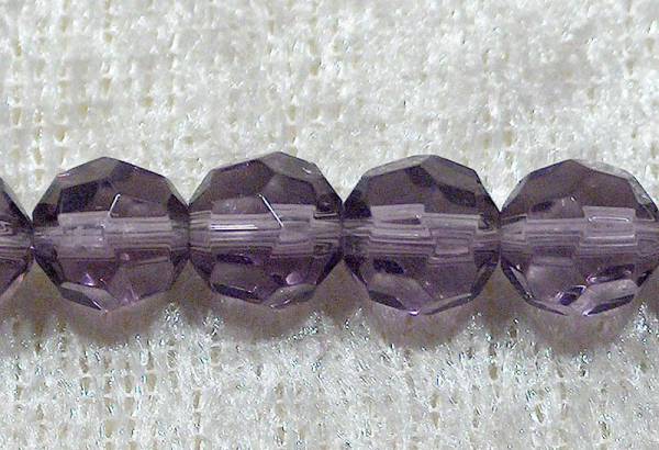 Facetterad rund kristallpärla, Lila, 6 mm - Klicka på bilden för att stänga