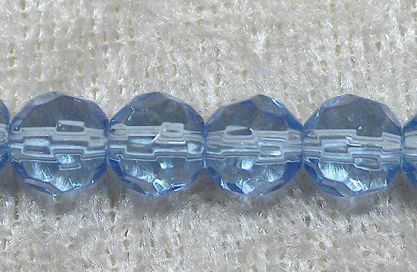 Facetterad rund kristallpärla, Ljusblå, 6 mm - Klicka på bilden för att stänga