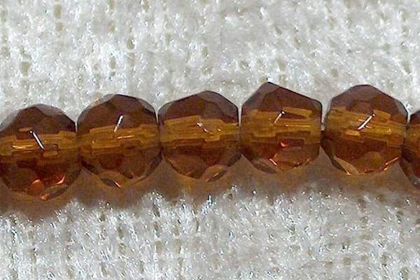 Facetterad rund kristallpärla, Mörkbrun, 4 mm - Klicka på bilden för att stänga