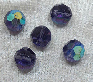 Facetterad rund kristallpärla, Lila AB, 12 mm - Klicka på bilden för att stänga