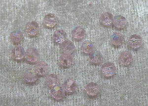 Facetterad rund kristallpärla, Ljusrosa AB, 4 mm - Klicka på bilden för att stänga