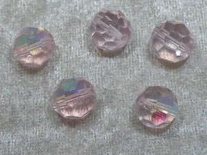 Facetterad rund kristallpärla, Ljusrosa AB, 12 mm - Klicka på bilden för att stänga