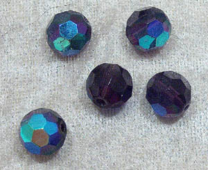Facetterad rund kristallpärla, Mörklila AB, 12 mm - Klicka på bilden för att stänga