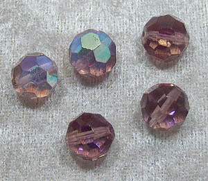 Facetterad rund kristallpärla, Ljus ametist AB, 12 mm - Klicka på bilden för att stänga