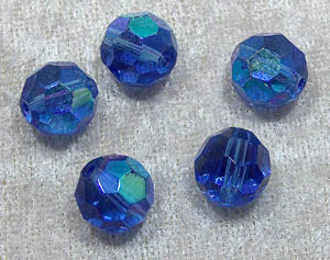 Facetterad rund kristallpärla, Blå AB, 12 mm - Klicka på bilden för att stänga