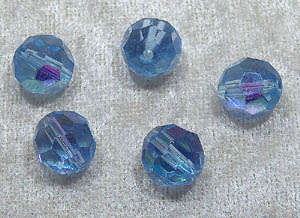 Facetterad rund kristallpärla, Ljusblå AB, 12 mm - Klicka på bilden för att stänga