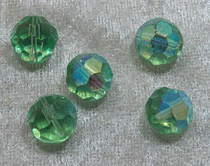 Facetterad rund kristallpärla, Ljusgrön AB, 12 mm - Klicka på bilden för att stänga