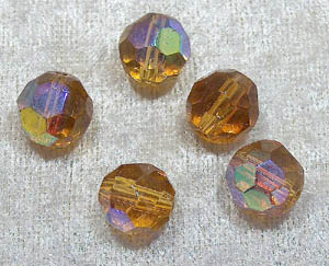 Facetterad rund kristallpärla, Bärnsten AB, 12 mm
