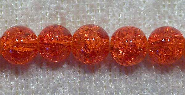 Krackelerad glaspärla, 4 mm, Orange - Klicka på bilden för att stänga