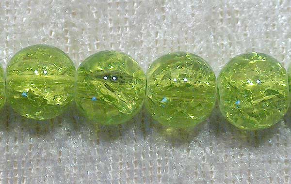 Krackelerad glaspärla, 4 mm, Gräsgrön - Klicka på bilden för att stänga