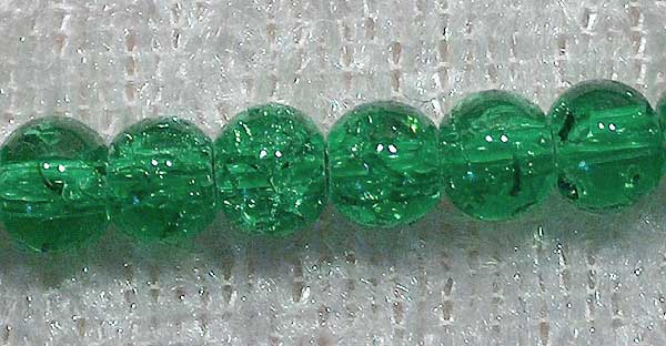 Krackelerad glaspärla, 4 mm, Mörkgrön - Klicka på bilden för att stänga