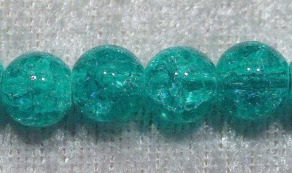 Krackelerad glaspärla, 8 mm, Grön - Klicka på bilden för att stänga